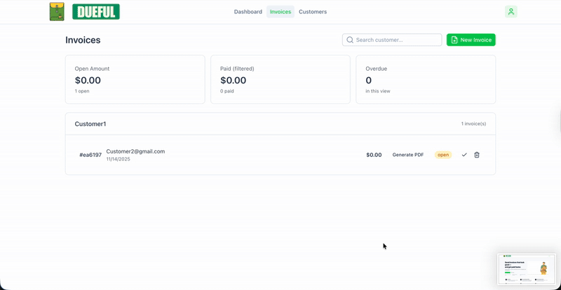 Invoice app dashboard
