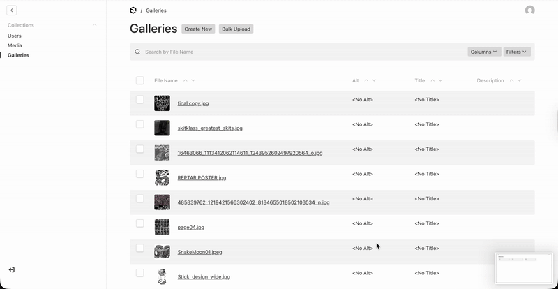 Artwork CMS and portfolio preview